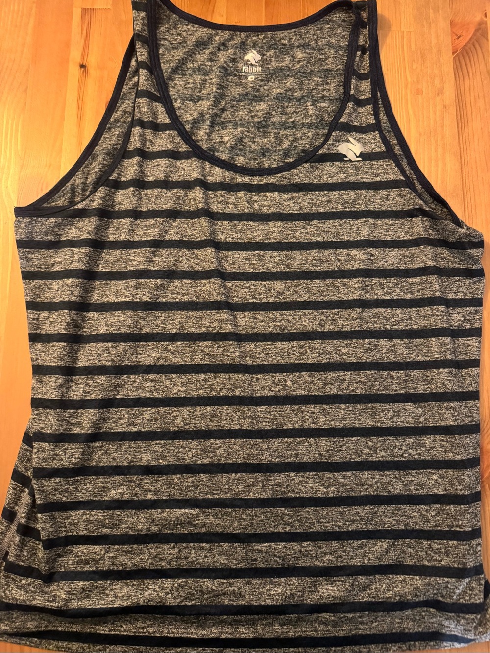 rabbit Men's EZ Tank Running Top - Heathered Blue/Grey Stripes - Size LG